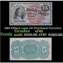 1863 Fifteen cents 15c Fractional Currency Grades xf+