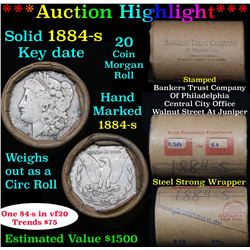 ***Auction Highlight*** Full solid date 1884-s Morgan silver dollar roll, 20 coins   (fc)