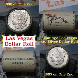 ***Auction Highlight*** Full Morgan/Peace Flamingo Hotel silver $1 roll $20, 1890 & 1885 ends . . (f
