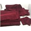Image 1 : Lot of Cranberry Colored Bath Sheets, Hand Towels, Face Cloths and Shower Mat