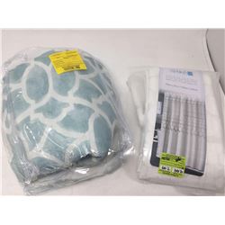 Teal Shower Curtain and Plastic Lining