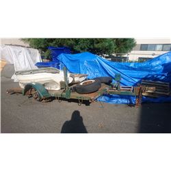 1993 UBILT FLATDECK TRAILER, GREEN, VIN # CH1166, TIRES NOT ON, TRAILER HITCH HOOK UP 134"X78",