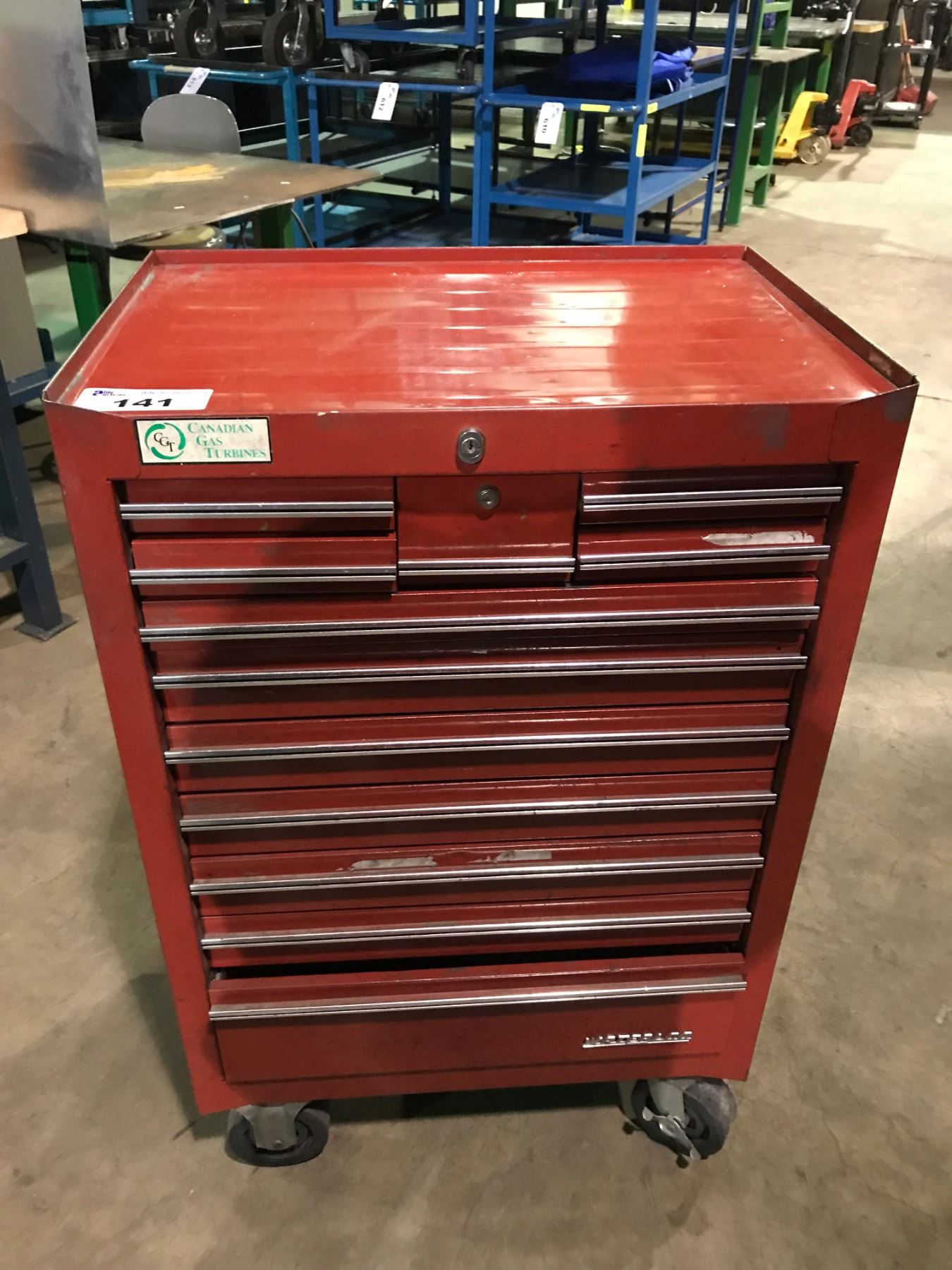 RED WATERLOO 12 DRAWER MOBILE MECHANICS TOOL CHEST - Able Auctions portable mechanics tool box