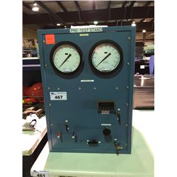 BLUE INDUSTRIAL PRE-TEST STAND WITH GAUGES & CONTROLS