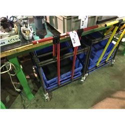 TUBE CONSTRUCTED 2 TIER MOBILE CART WITH BLUE BINS