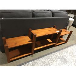 SOLID PINE LOW SHELVING UNIT