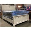 Image 1 : QUEEN SIZE WHITE PANEL BED (HEADBOARD, FOOTBOARD & RAILS)