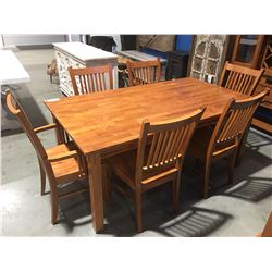 CONTEMPORARY MAHOGANY FINISH DINING TABLE WITH 6 CHAIRS