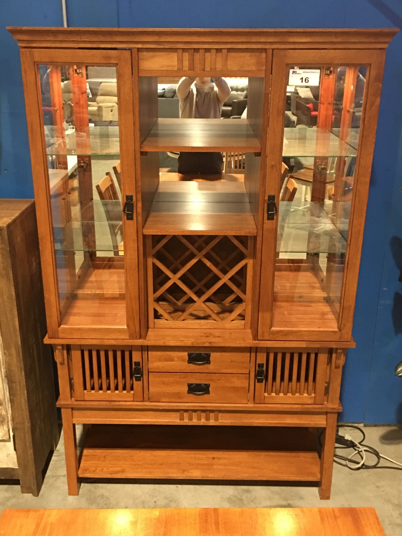 CONTEMPORARY MAHOGANY FINISH LIGHTED DISPLAY Able Auctions