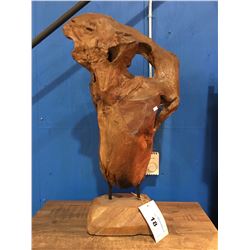 FREE FORM TEAK WOOD SCULPTURE  - 35.5" HIGH X 18" WIDE X 8" DEEP