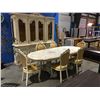 Image 1 : 11 PCE ELEGANT DINING SUITE - TABLE W/2 LEAVES, 6 CHAIRS, BUFFET & HUTCH  - FEATURES GILDED TRIM