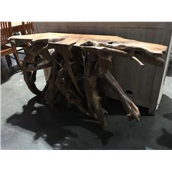 SOLID TEAK ROOT CONSOLE TABLE - 31" HIGH X 60" WIDE X 16" DEEP