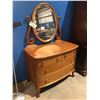 Image 1 : ANTIQUE BIRDSEYE MAPLE 4 DRAWER DRESSER WITH MIRROR FEATURES BALL & CLAW FEET