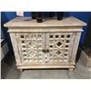 Image 1 : SOLID TEAK WHITE WASH CARVED & MIRROR FITTED 2 DOOR CABINET