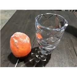 CRYSTAL VASE & HIMALAYAN SALT CRYSTAL LAMP