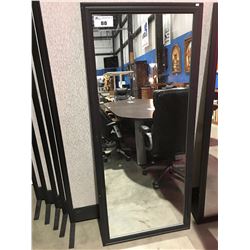 BLACK FRAMED RECTANGULAR DECORATIVE WALL MIRROR - 27" X 62.5"