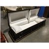 Image 2 : LUXES SOLID WOOD PLUSH LINED COFFIN - DARK FINISH