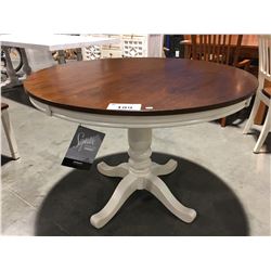 ROUND SINGLE PEDESTAL DINING TABLE OF-WHITE & NATURAL