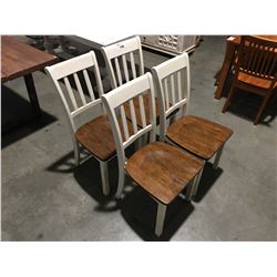 SET OF 4 OFF-WHITE & NATURAL DINING CHAIRS