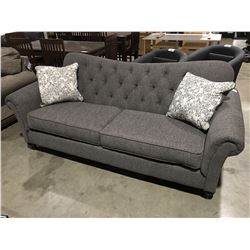 CONTEMPORARY GREY UPHOLSTERED LIVING ROOM SOFA WITH 2 THROW CUSHIONS