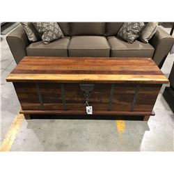 RECLAIMED WOOD BRASS FITTED STORAGE CHEST/BENCH