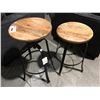 Image 1 : PAIR OF RECLAIMED WOOD WITH METAL BASSES ADJUSTABLE STOOLS