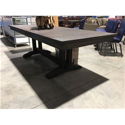 CONTEMPORARY DRIFT OAK DINING TABLE WITH 2 LEAVES (DARK FINISH)