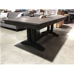 CONTEMPORARY DRIFT OAK DINING TABLE WITH 1 LEAF (DARK FINISH)