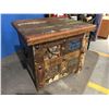 Image 1 : RECLAIMED WOOD CARVED FITTED STORAGE CHEST