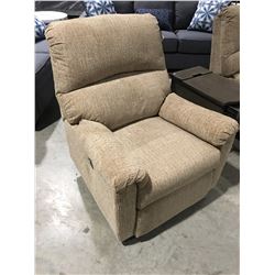 LIGHT BEIGE UPHOLSTERED POWER RECLINER