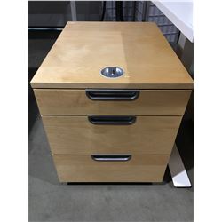 GALANT 3 DRAWER ROLLING FILING CABINET (NATURAL FINISH)