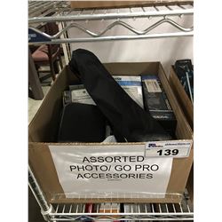 1 BOX ASSORTED PHOTO/GOPRO ACCESSORIES