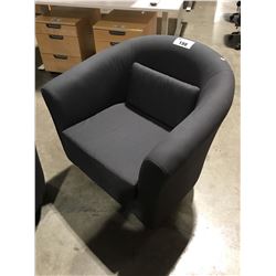 GREY UPHOLSTERED TUB CHAIR