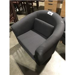 GREY UPHOLSTERED TUB CHAIR