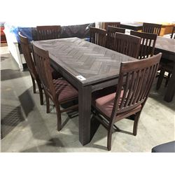 CONTEMPORARY DRIFT OAK DINING TABLE WITH 6 CHAIRS