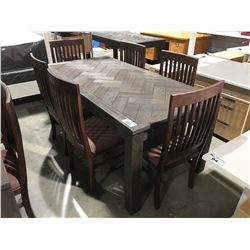 CONTEMPORARY DRIFT OAK DINING TABLE WITH 6 CHAIRS