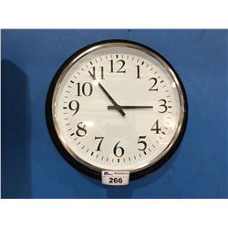 LARGE BLACK & CHROME WALL CLOCK - 23" DIAMETER