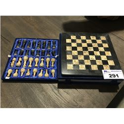 SOLID STONE/MARBLE CHESS SET WITH STORAGE CASE