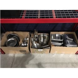 3 BOXES FULL ASSTD RESTAURANT COOK & SERVING WARE