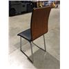 Image 2 : CONTEMPORARY DINING CHAIR BENT WOOD TEAK FINISH WITH CHROME LEGS & BLACK VINYL UPHOLSTERED SEAT