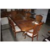 Image 2 : OAK FINISH DOUBLE PEDESTAL DINING TABLE WITH PAIR OF LEAVES AND 8 CHAIRS