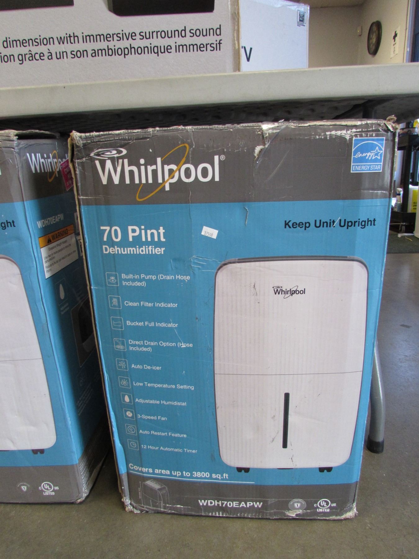WHIRLPOOL 70 PINT DEHUMIDIFIER MODEL WDH70EAPW