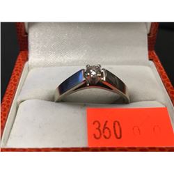 STAMPED 14K DIAMOND SOLITAIRE RING (AUTHENTICITY NOT VERIFIED / POLICE RECOVERY)