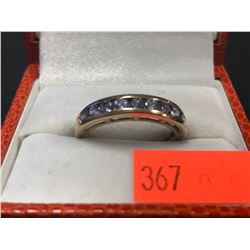 STAMPED 14K NINE BLUE DIAMOND  RING (AUTHENTICITY NOT VERIFIED / POLICE RECOVERY)