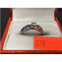 STAMPED 10K  DIAMOND SOLITAIRE RING (AUTHENTICITY NOT VERIFIED / POLICE RECOVERY)