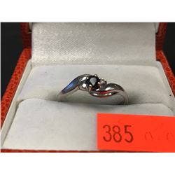 STAMPED 10K BLUE STONE & DIAMOND RING (AUTHENTICITY NOT VERIFIED / POLICE RECOVERY)