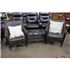 Image 1 : PAIR OF PATIO CHAIRS WITH PILLOWS AND COFFEE TABLE