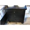 Image 2 : KING SIZE DARK WOOD BED WITH DRAWERS AND NIGHTSTAND (HEADBOARD, FOOTBOARD & RAILS)