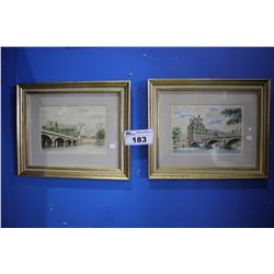 PAIR OF FRAMED WATERCOLOURS OF PARIS