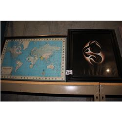 FRAMED PRINT AND FRAMED WORLD MAP PUZZLE